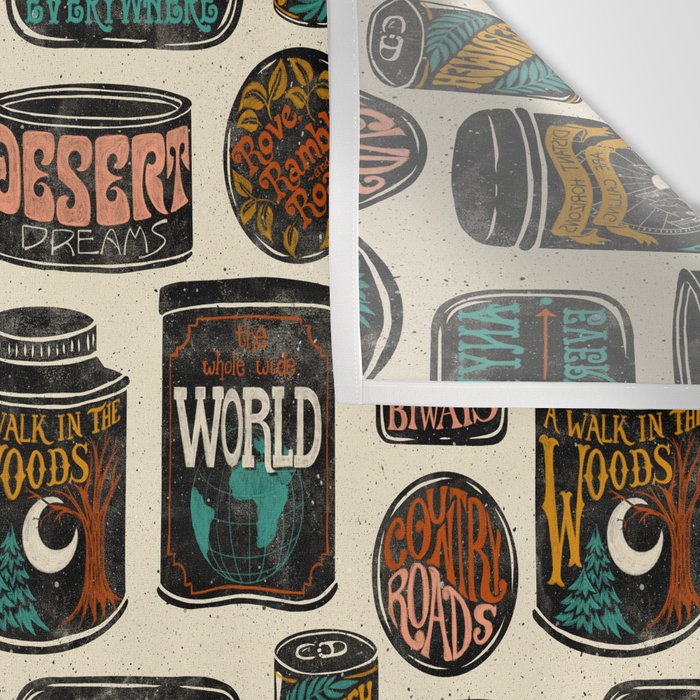 Vagabondâs Cupboard - black and cream with red, gold, teal, and peach Wall Tapestry Gallery Image 3