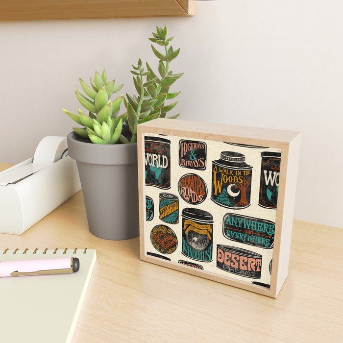 Vagabondâs Cupboard - black and cream with red, gold, teal, and peach Mini Art Print Gallery Image 2