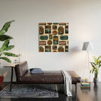 Vagabondâs Cupboard - black and cream with red, gold, teal, and peach Wood Wall Art Gallery Image 2