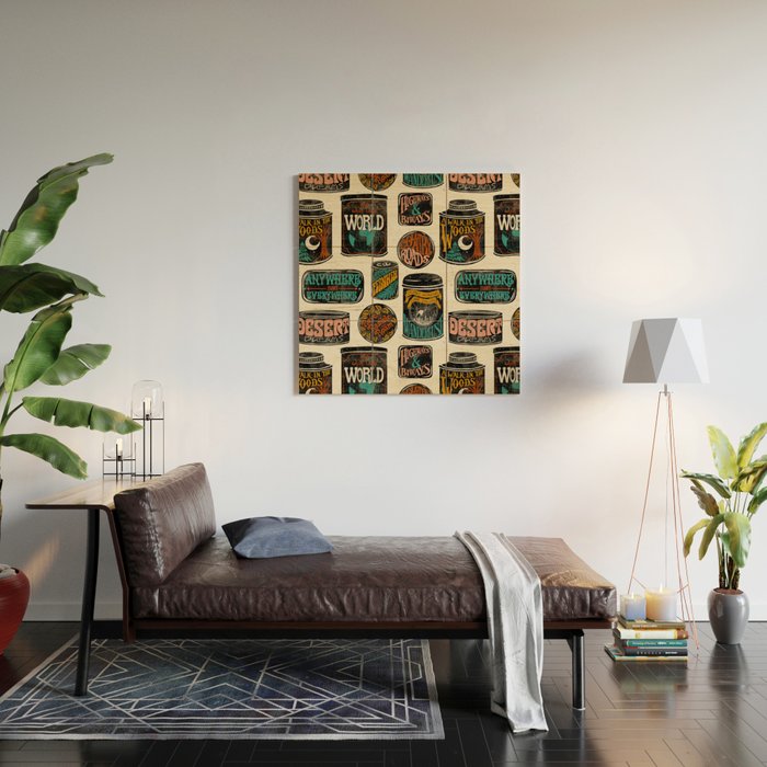 Vagabondâs Cupboard - black and cream with red, gold, teal, and peach Wood Wall Art Gallery Image 2