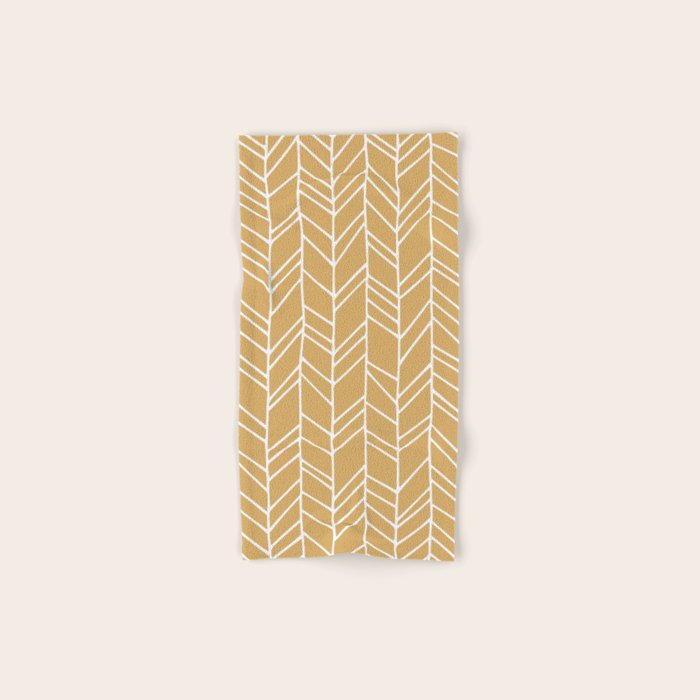 Rustic Herringbone in Mustard Yellow Bath Towel Gallery Image 1
