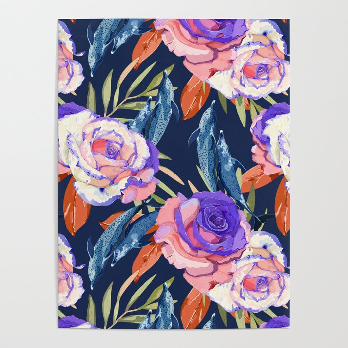 Dark landscape dolphins in the roses Poster Gallery Image 1