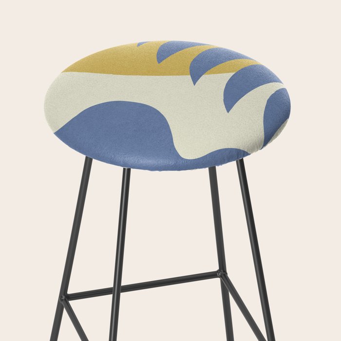 Mediterranean Abstract - Blue Gold Stool Gallery Image 2