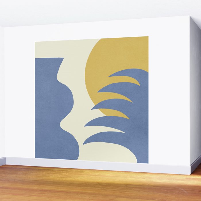 Mediterranean Abstract - Blue Gold Wall Mural Gallery Image 2
