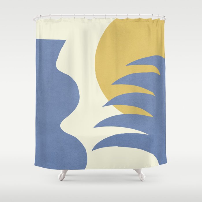 Mediterranean Abstract - Blue Gold Shower Curtain Gallery Image 1