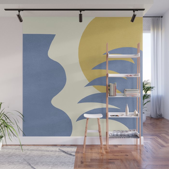 Mediterranean Abstract - Blue Gold Wall Mural Gallery Image 1