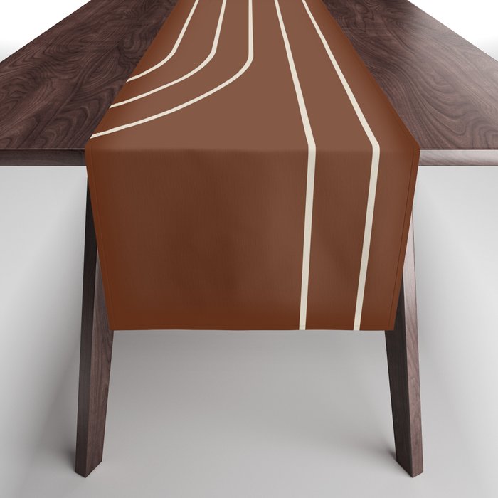 Minimal Line Curvature XIX Brick Red Mid Century Modern Arch Abstract Table Runner Gallery Image 1