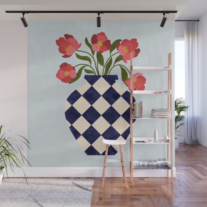Roses and vase with diamonds Wall Mural Gallery Image 1