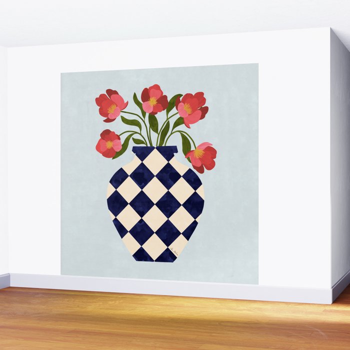 Roses and vase with diamonds Wall Mural Gallery Image 2