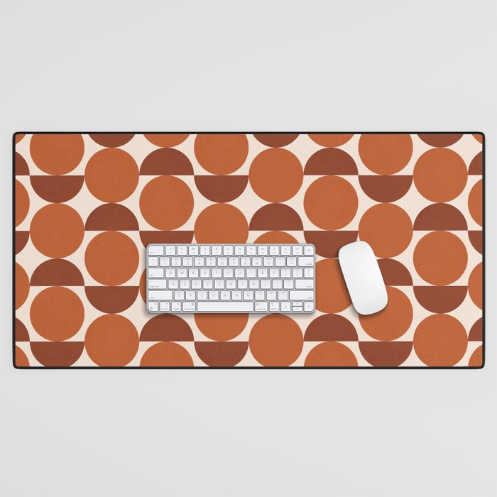 Vintage Mid-century Modern Abstract Geometric Shapes in Burnt Orange Pattern Desk Mat Gallery Image 1