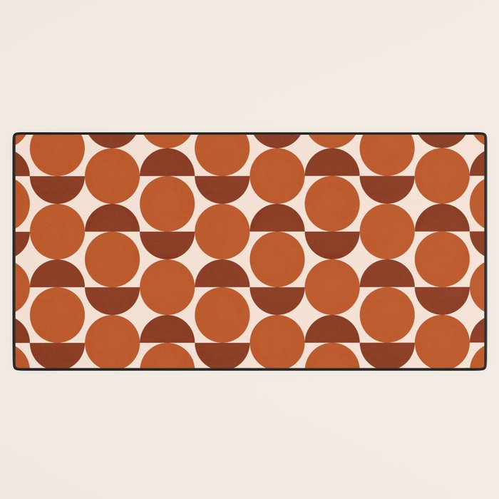 Vintage Mid-century Modern Abstract Geometric Shapes in Burnt Orange Pattern Desk Mat Gallery Image 3