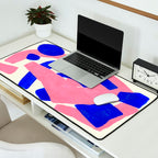 Blue Pink Fun Colorful Mid Century Modern Abstract Painting Shapes Pattern Desk Mat Gallery Image 2