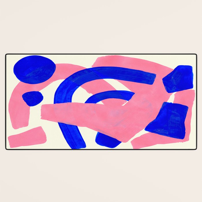 Blue Pink Fun Colorful Mid Century Modern Abstract Painting Shapes Pattern Desk Mat Gallery Image 3