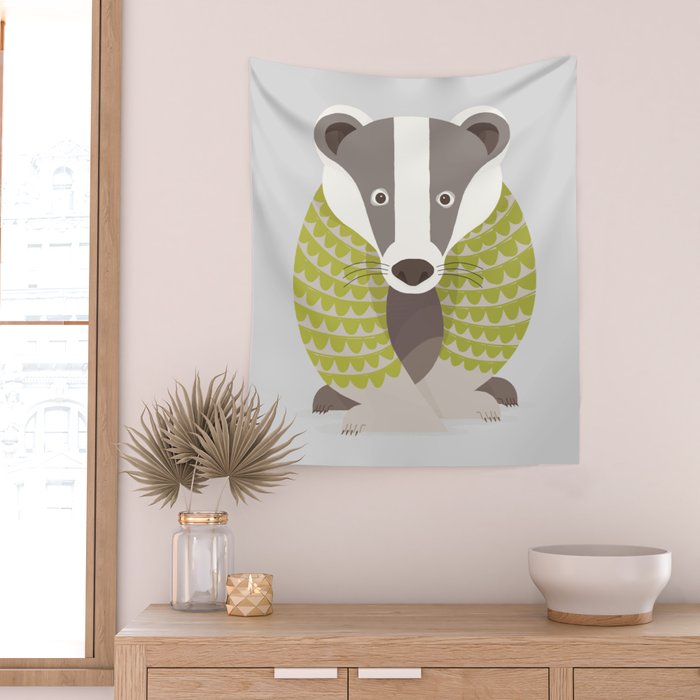 Whimsical Badger Wall Tapestry Gallery Image 2