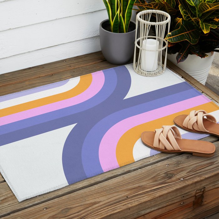 Double Rainbow in Very Peri Outdoor Rug Gallery Image 2