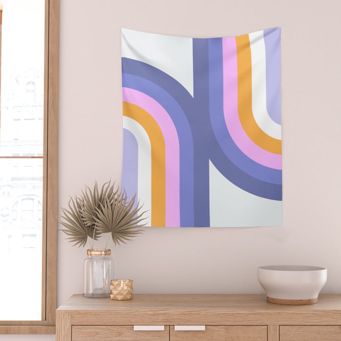 Double Rainbow in Very Peri Wall Tapestry Gallery Image 2
