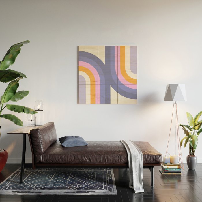 Double Rainbow in Very Peri Wood Wall Art Gallery Image 2