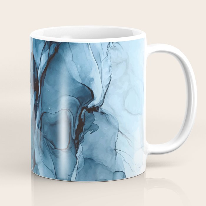 Deep Blue Flowing Water Abstract Painting Coffee Mug Gallery Image 1
