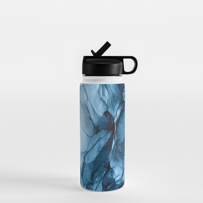 Deep Blue Flowing Water Abstract Painting Water Bottle Gallery Image 1