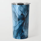 Deep Blue Flowing Water Abstract Painting Travel Mug Gallery Image 1