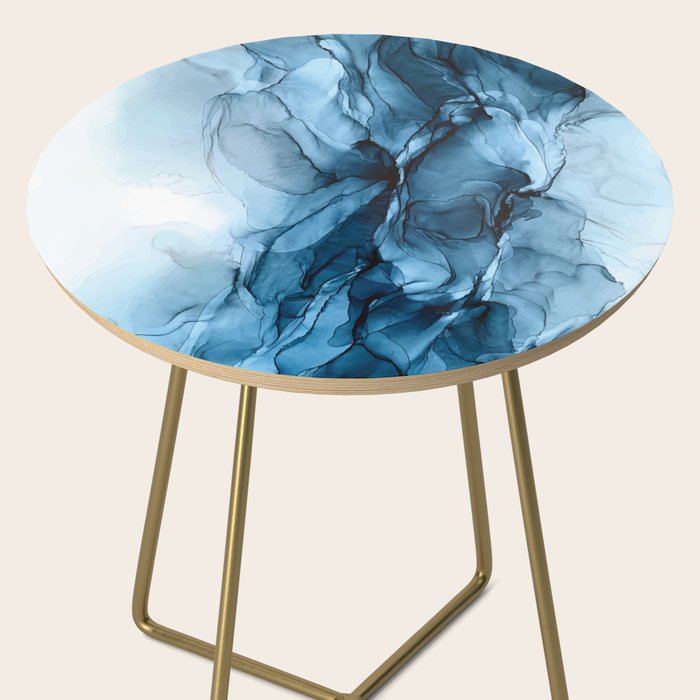 Deep Blue Flowing Water Abstract Painting Side Table Gallery Image 2