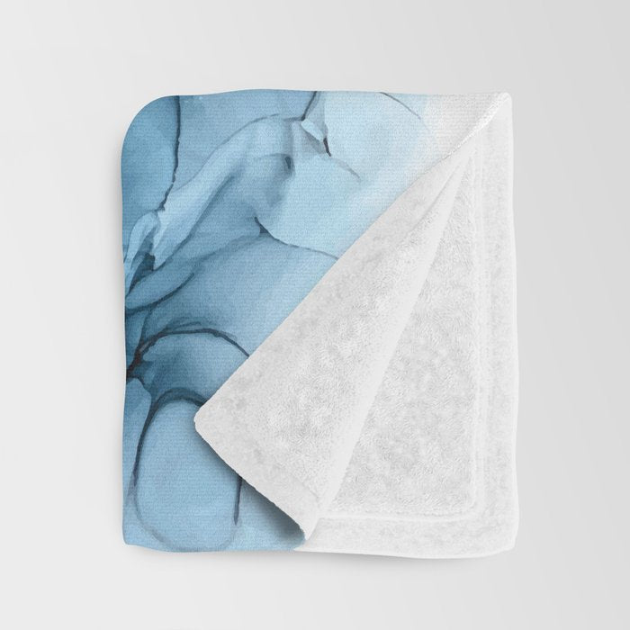 Deep Blue Flowing Water Abstract Painting Throw Blanket Gallery Image 3