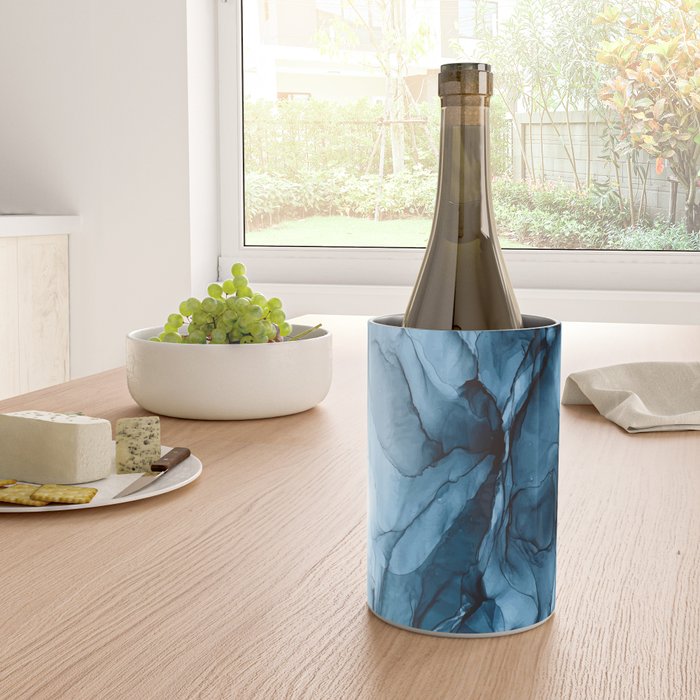 Deep Blue Flowing Water Abstract Painting Wine Chiller Gallery Image 4