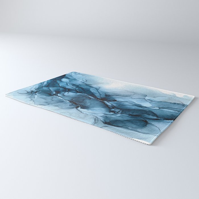 Deep Blue Flowing Water Abstract Painting Rug Gallery Image 3