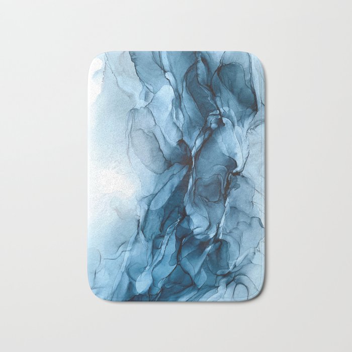 Deep Blue Flowing Water Abstract Painting Bath Mat Gallery Image 1