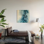 Deep Blue Flowing Water Abstract Painting Wood Wall Art Gallery Image 2