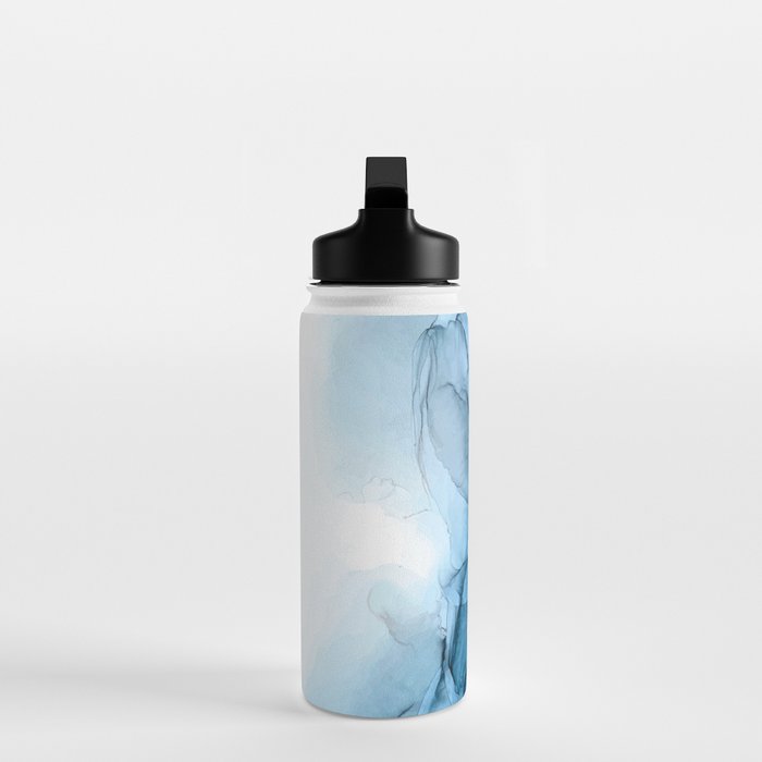 Deep Blue Flowing Water Abstract Painting Water Bottle Gallery Image 3