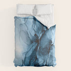 Deep Blue Flowing Water Abstract Painting Comforter Gallery Image 6