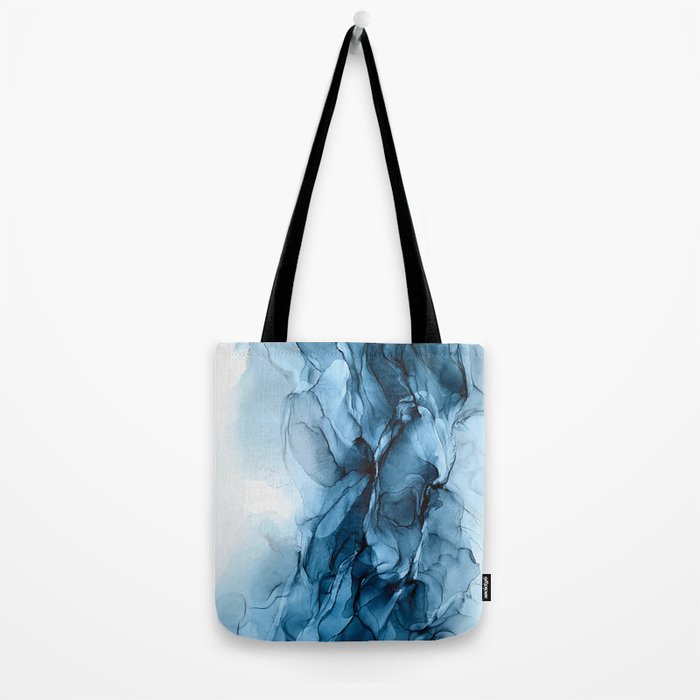 Deep Blue Flowing Water Abstract Painting Tote Bag Gallery Image 2