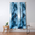 Deep Blue Flowing Water Abstract Painting Window Curtain Gallery Image 5