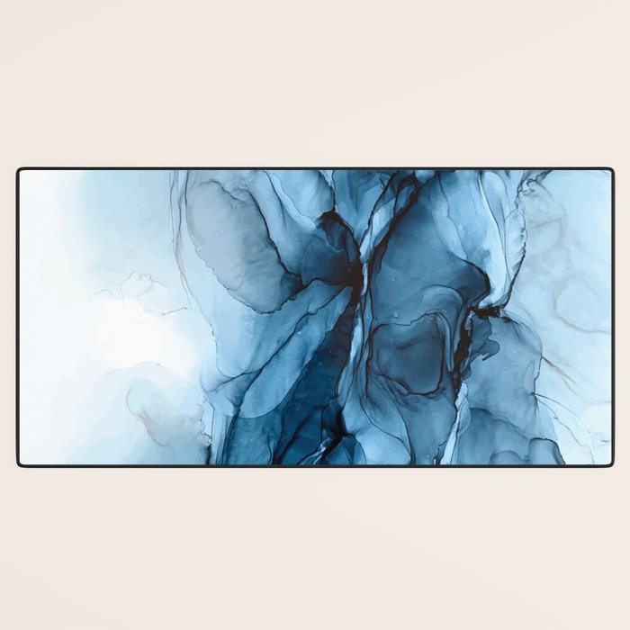 Deep Blue Flowing Water Abstract Painting Desk Mat Gallery Image 3