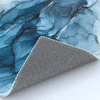 Deep Blue Flowing Water Abstract Painting Rug Gallery Image 4