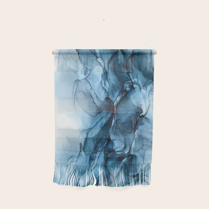 Deep Blue Flowing Water Abstract Painting Wall Hanging Gallery Image 1