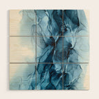 Deep Blue Flowing Water Abstract Painting Wood Wall Art Gallery Image 1