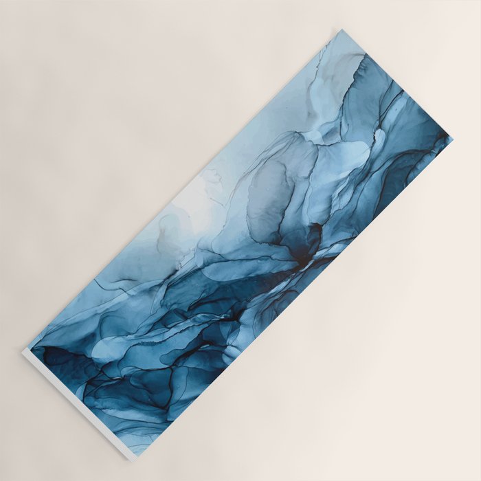 Deep Blue Flowing Water Abstract Painting Yoga Mat Gallery Image 1