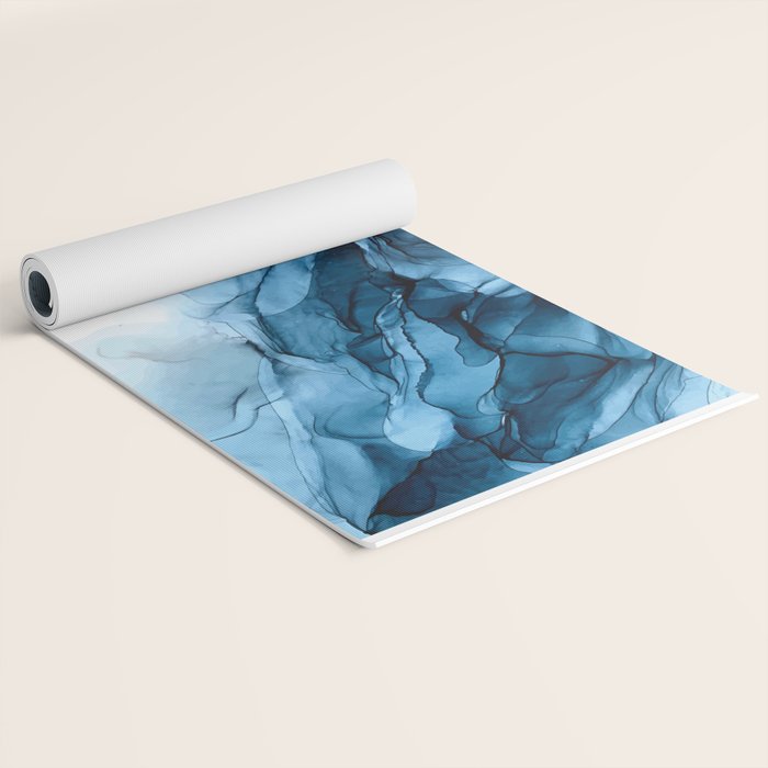 Deep Blue Flowing Water Abstract Painting Yoga Mat Gallery Image 2