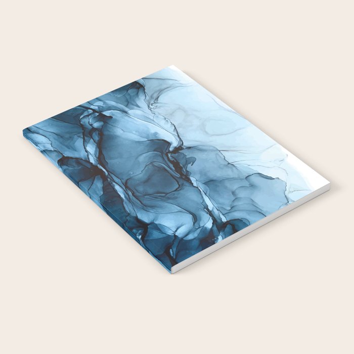 Deep Blue Flowing Water Abstract Painting Notebook Gallery Image 1