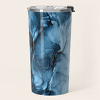 Deep Blue Flowing Water Abstract Painting Travel Mug Gallery Image 2