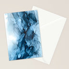 Deep Blue Flowing Water Abstract Painting Stationery Card Gallery Image 2