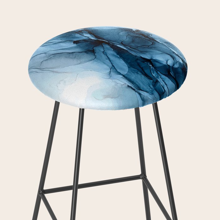 Deep Blue Flowing Water Abstract Painting Stool Gallery Image 2