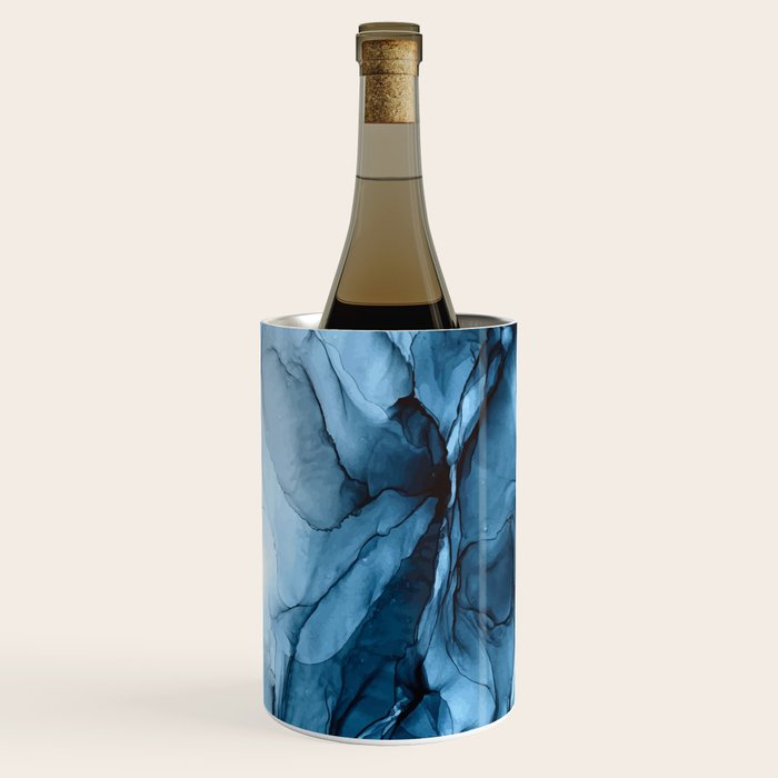 Deep Blue Flowing Water Abstract Painting Wine Chiller Gallery Image 1