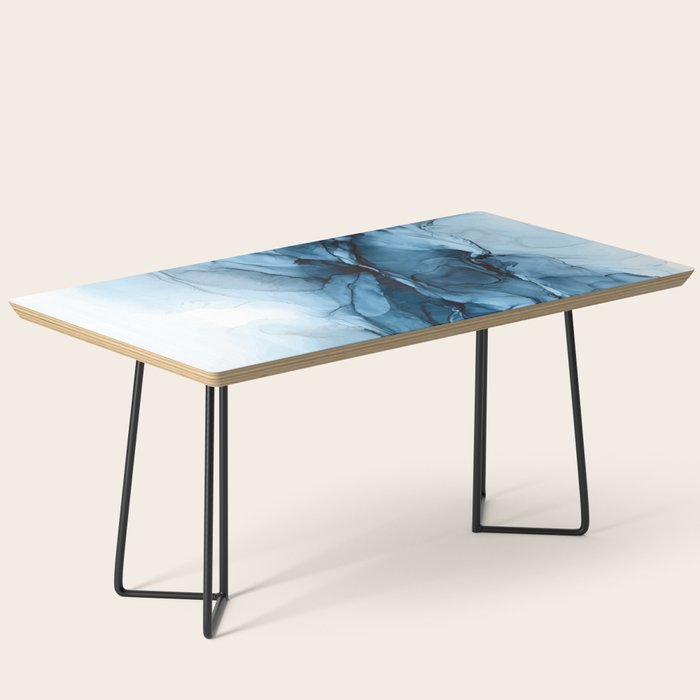 Deep Blue Flowing Water Abstract Painting Coffee Table Gallery Image 1