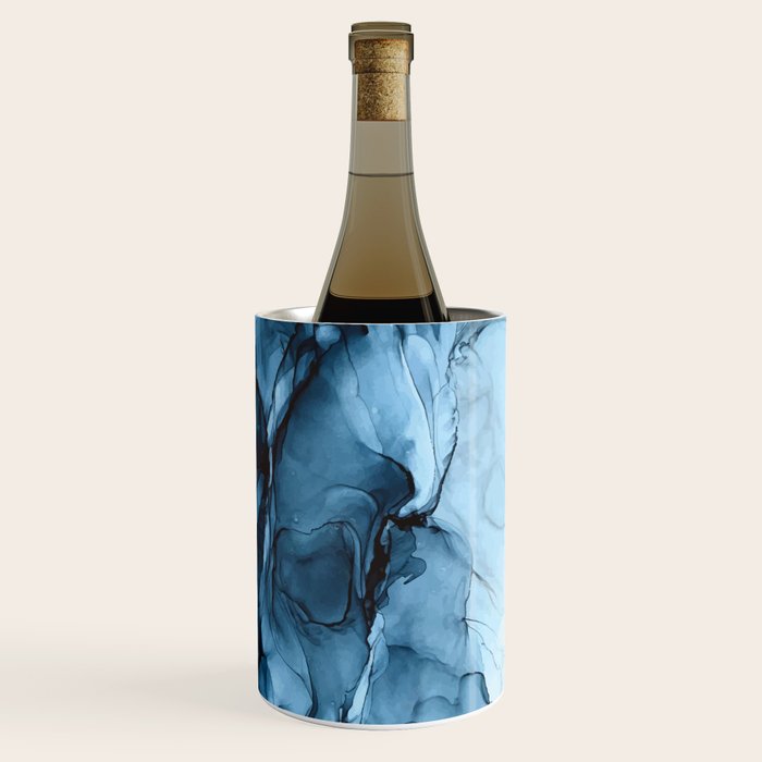 Deep Blue Flowing Water Abstract Painting Wine Chiller Gallery Image 3