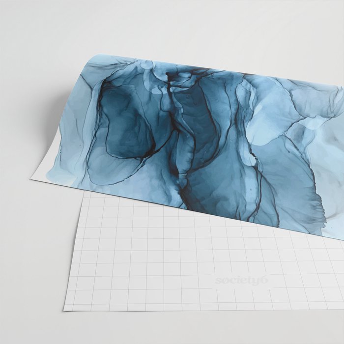 Deep Blue Flowing Water Abstract Painting Wrapping Paper Gallery Image 2