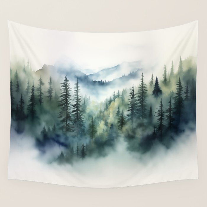 Treetops in the Mist Wall Tapestry Gallery Image 4