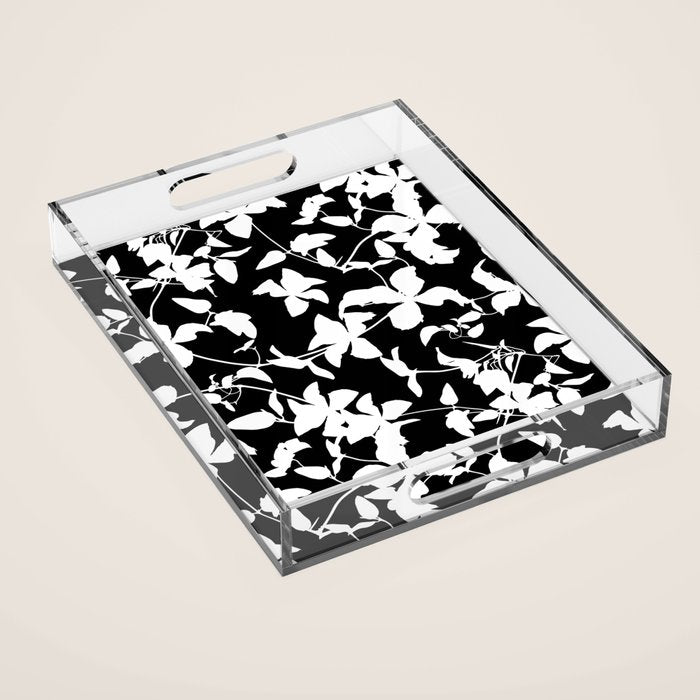 Clematis Contrast  Minimal Floral Silhouettes Acrylic Tray Gallery Image 1